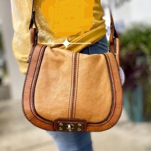 Fossil leather crossbody EUC LN saddle